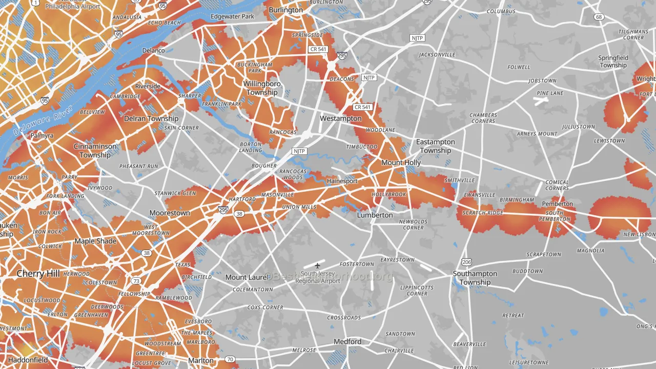 Transit Grade map of Burlington County, NJ