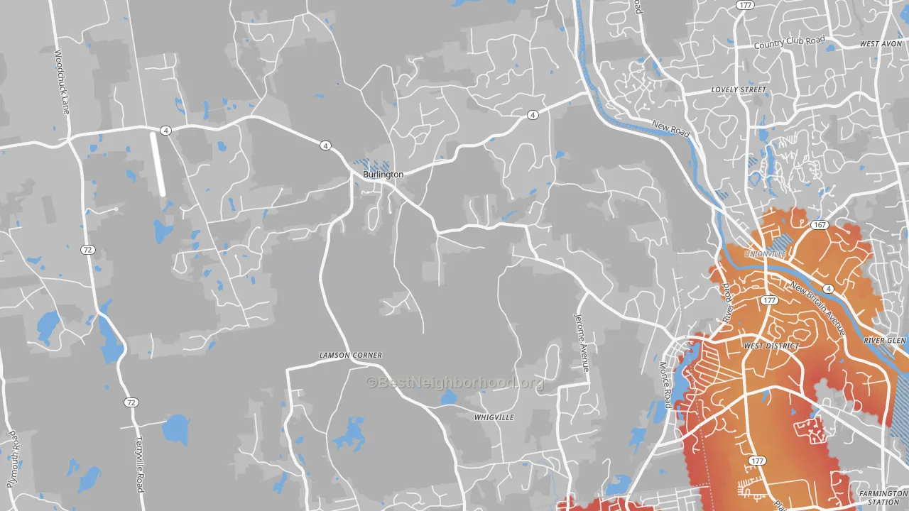 Transit Grade map of Burlington, CT