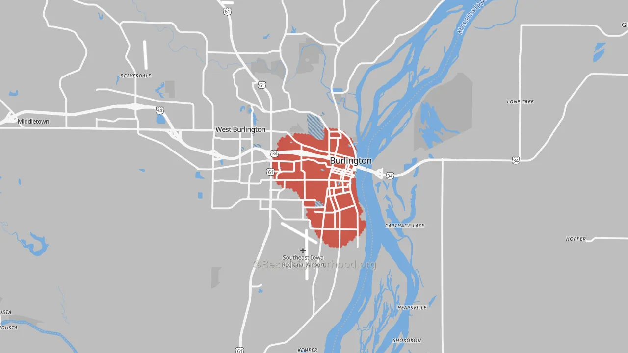 Transit Grade map of Burlington, IA