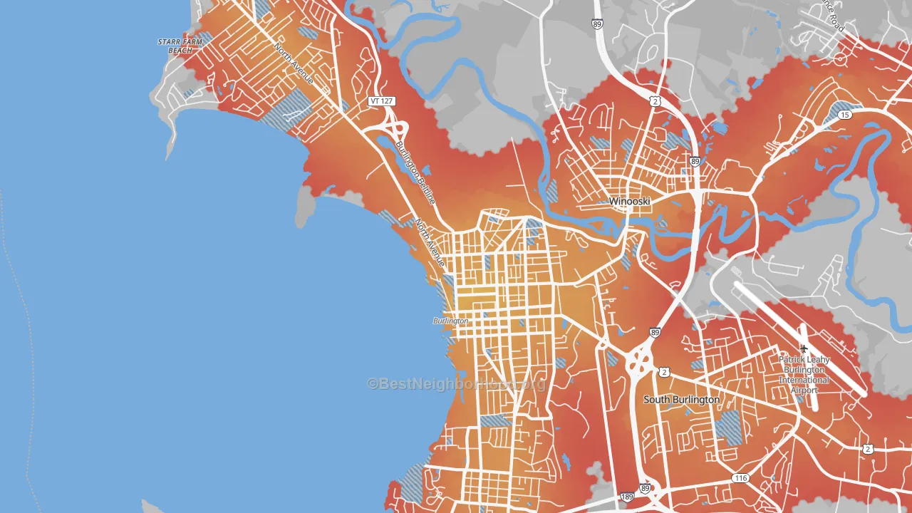 Transit Grade map of Burlington, VT