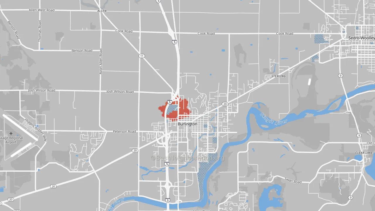 Transit Grade map of Burlington, WA