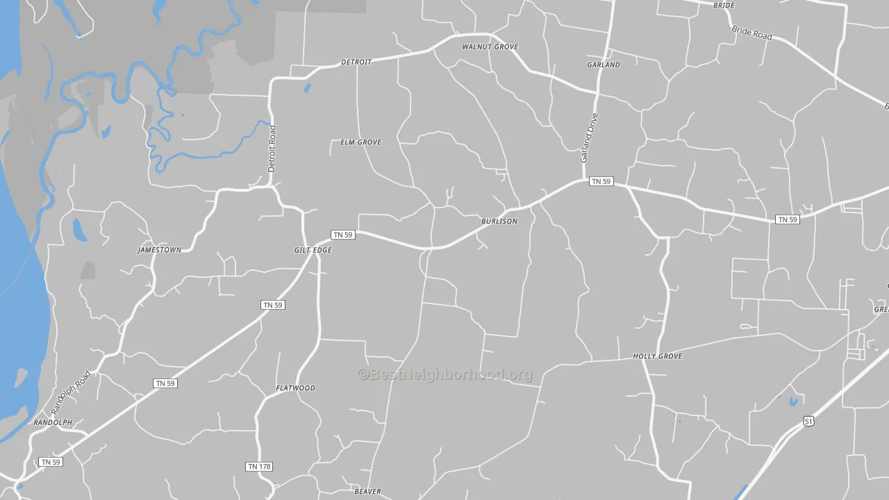 Transit Grade map of Burlison, TN