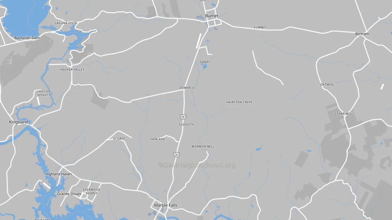 Transit Grade map of Burnet County, TX