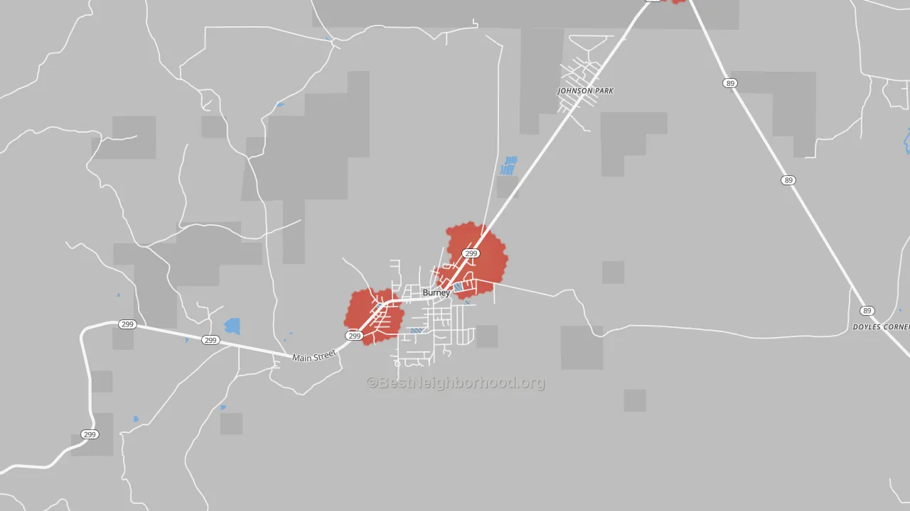 Transit Grade map of Burney, CA