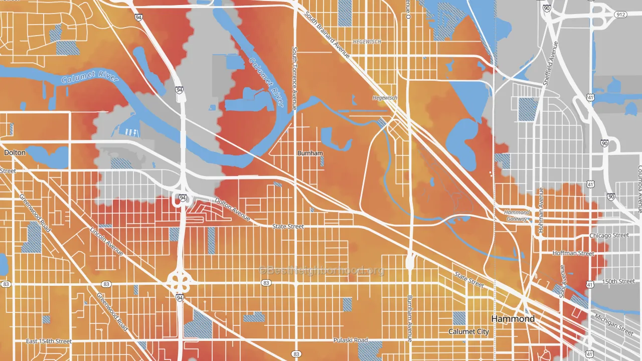 Transit Grade map of Burnham, IL