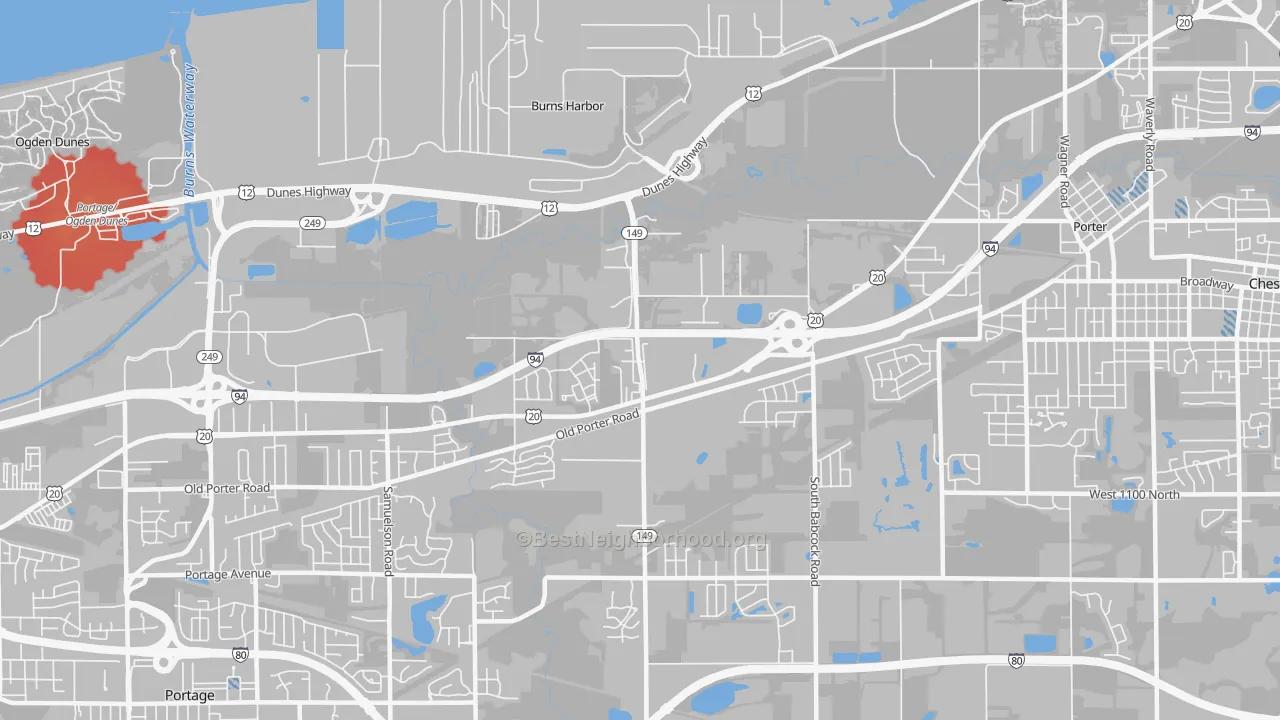 Transit Grade map of Burns Harbor, IN