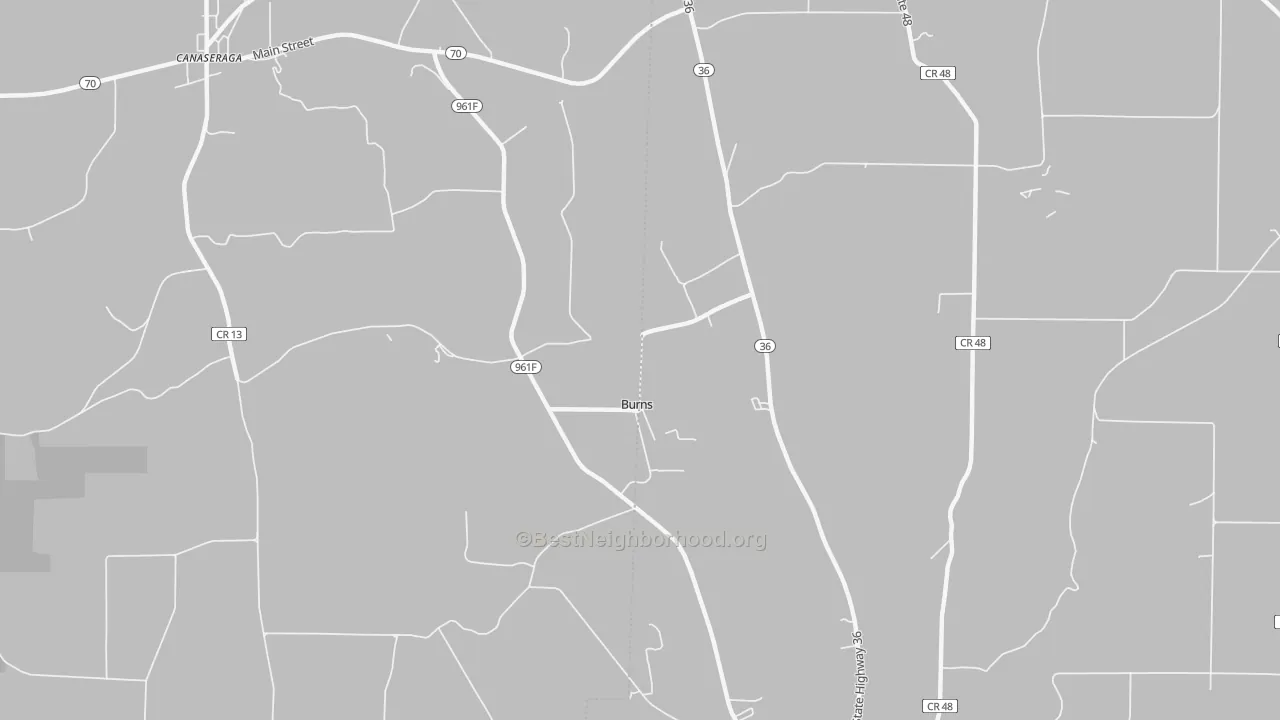 Transit Grade map of Burns, NY