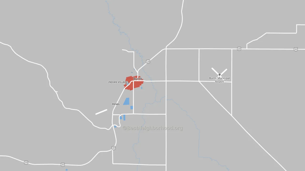 Transit Grade map of Burns, OR