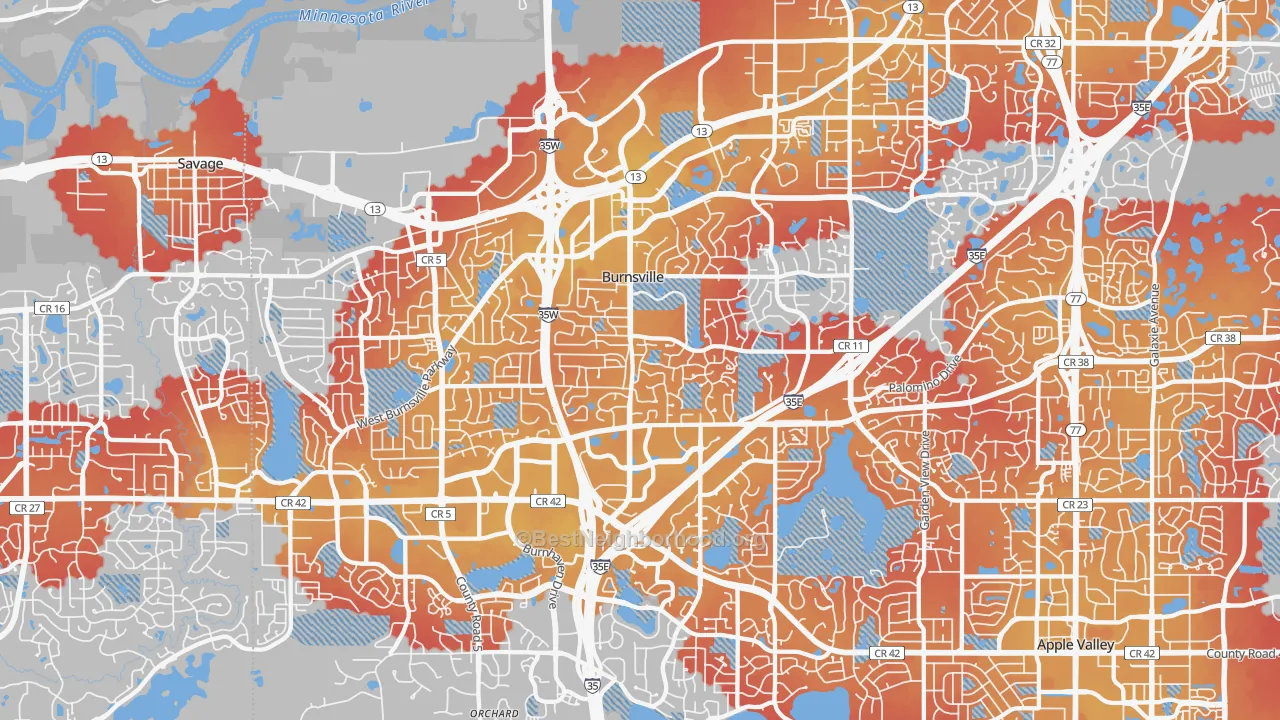 Transit Grade map of Burnsville, MN