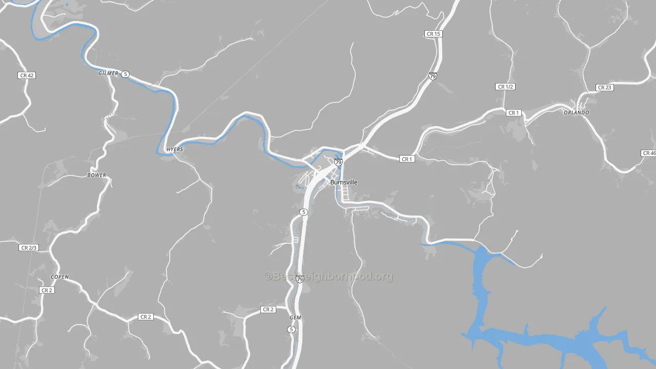 Transit Grade map of Burnsville, WV