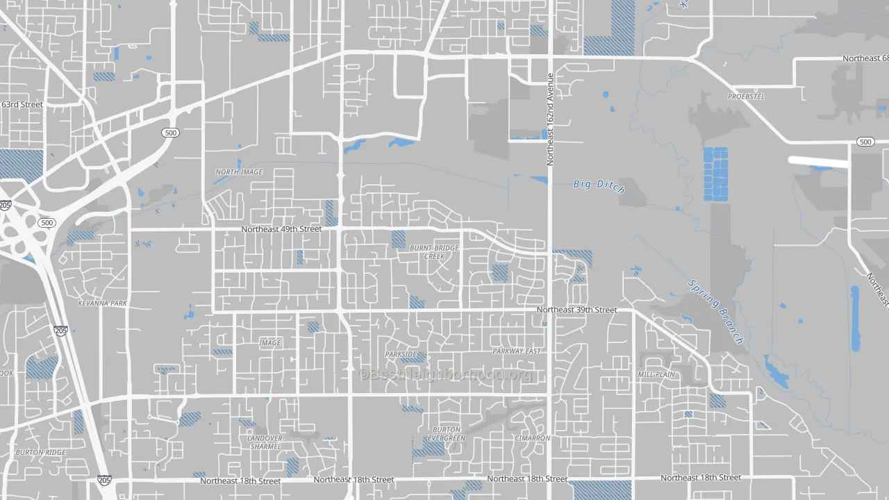 Transit Grade map of Burnt Bridge Creek, Vancouver, WA