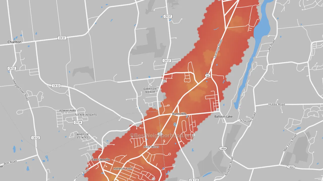 Transit Grade map of Burnt Hills, NY
