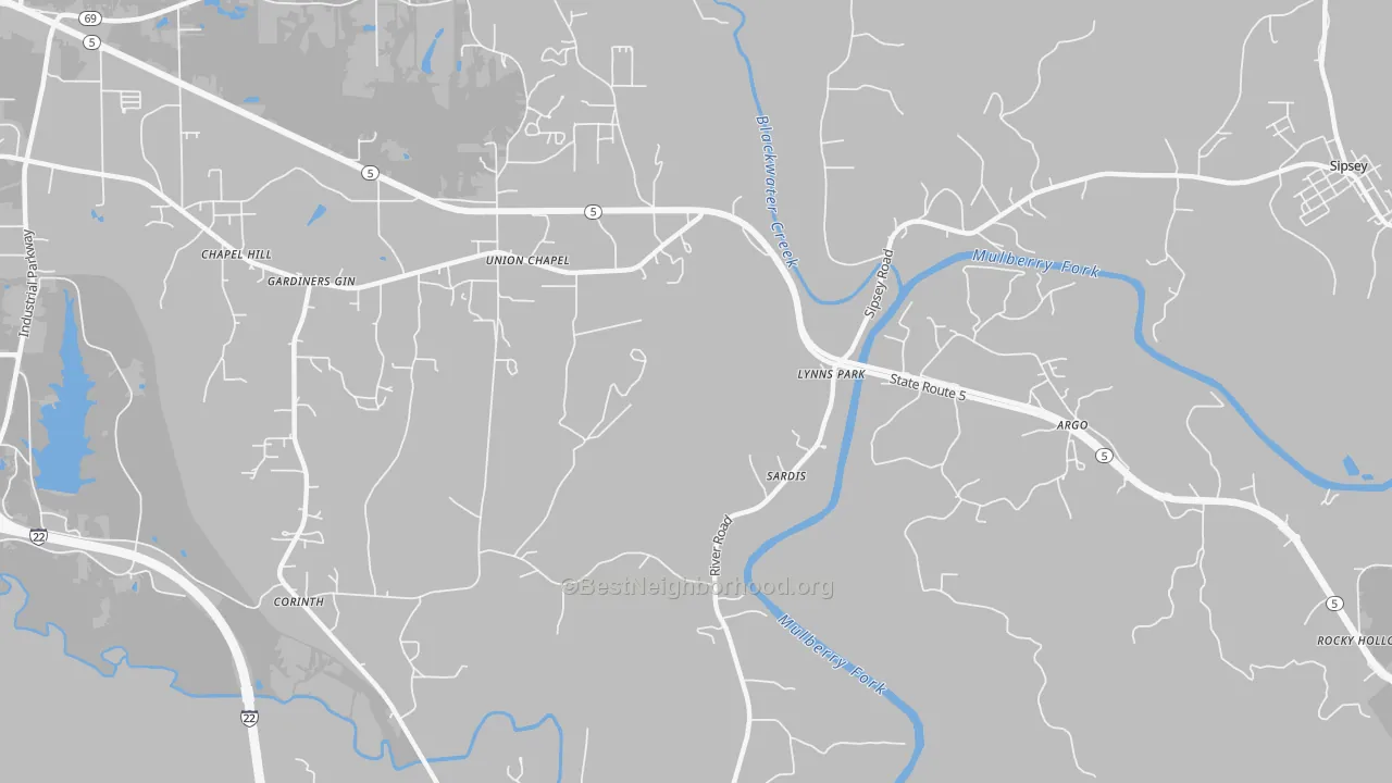 Transit Grade map of Burnwell, AL
