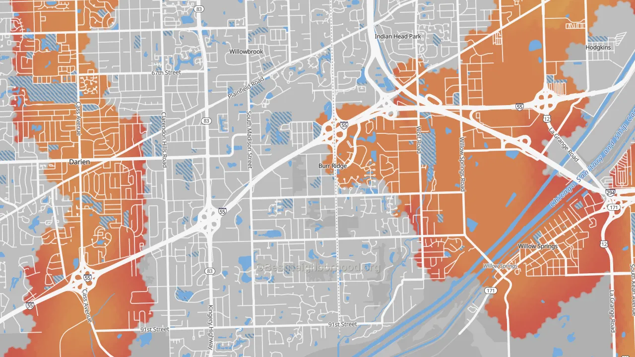 Transit Grade map of Burr Ridge, IL