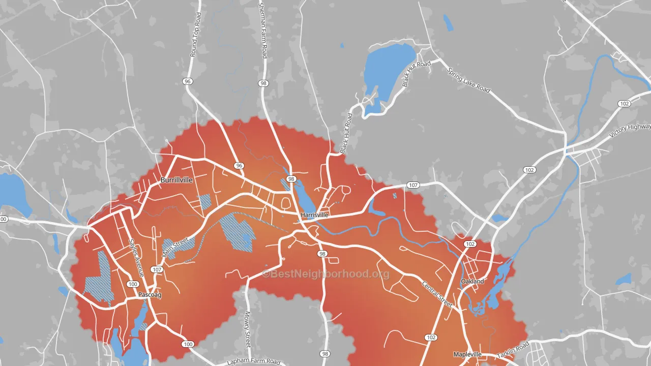 Transit Grade map of Burrillville, RI