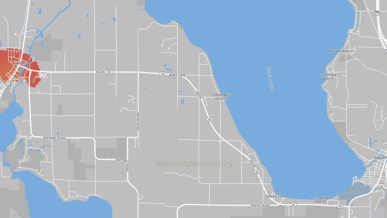 Transit Grade map of Burt Lake, MI