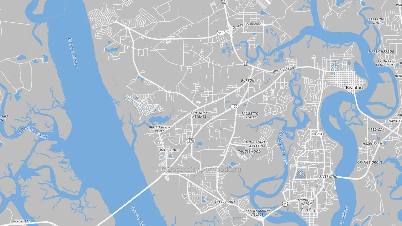 Transit Grade map of Burton, SC