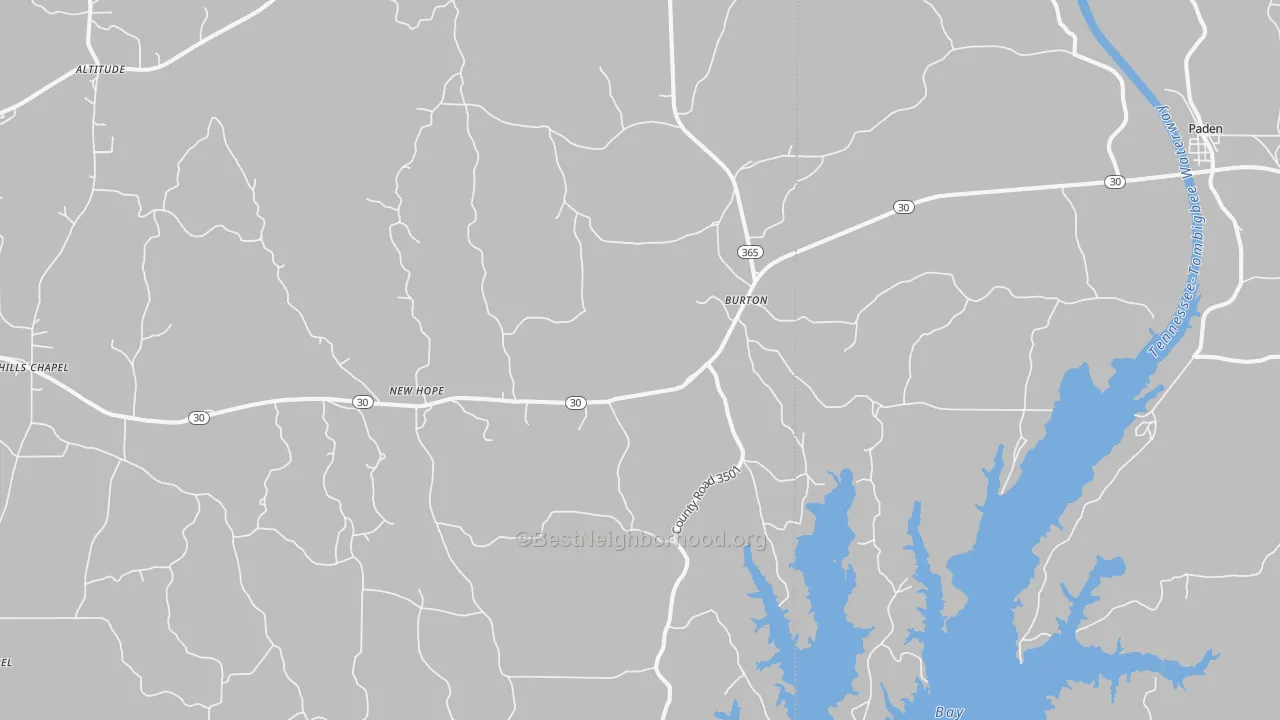 Transit Grade map of Burtons, MS