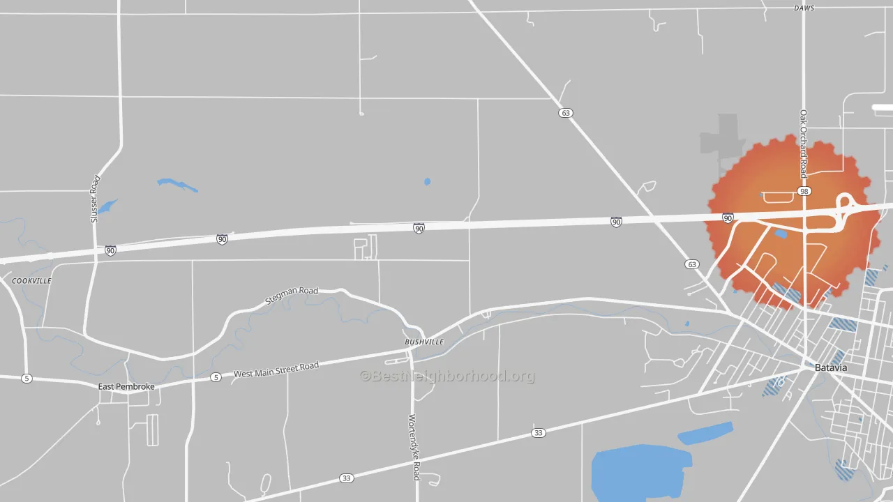 Transit Grade map of Bushville, NY