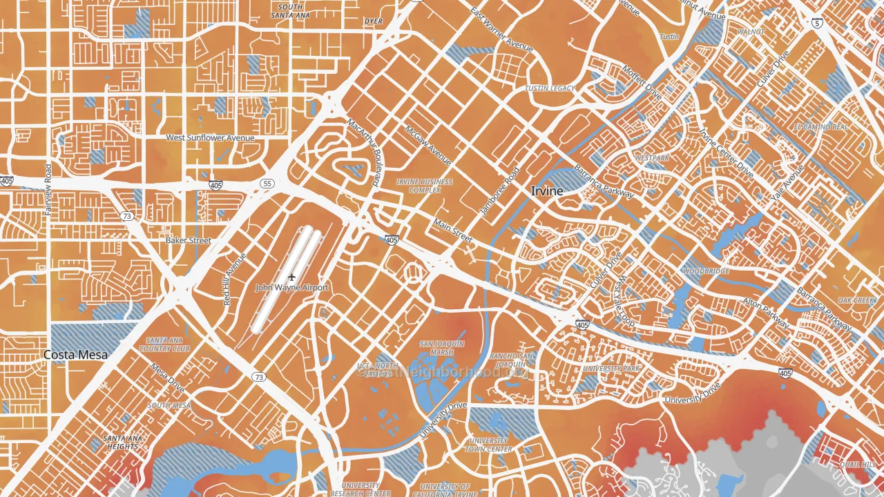 Transit Grade map of Business District, Irvine, CA