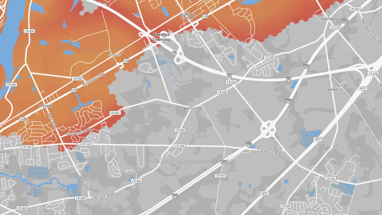 Transit Grade map of Bustleton, NJ