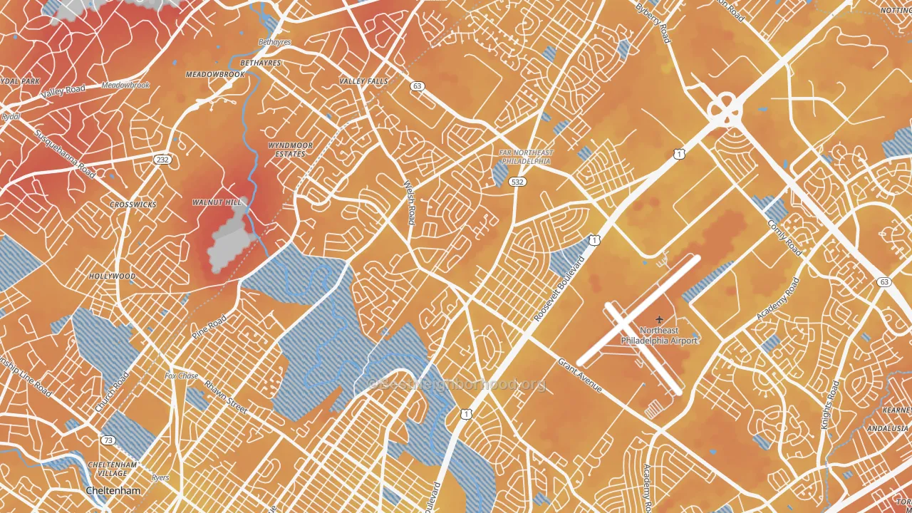 Transit Grade map of Bustleton, Philadelphia, PA