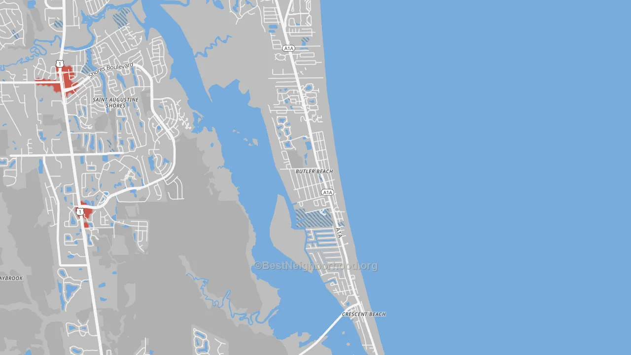 Transit Grade map of Butler Beach, FL