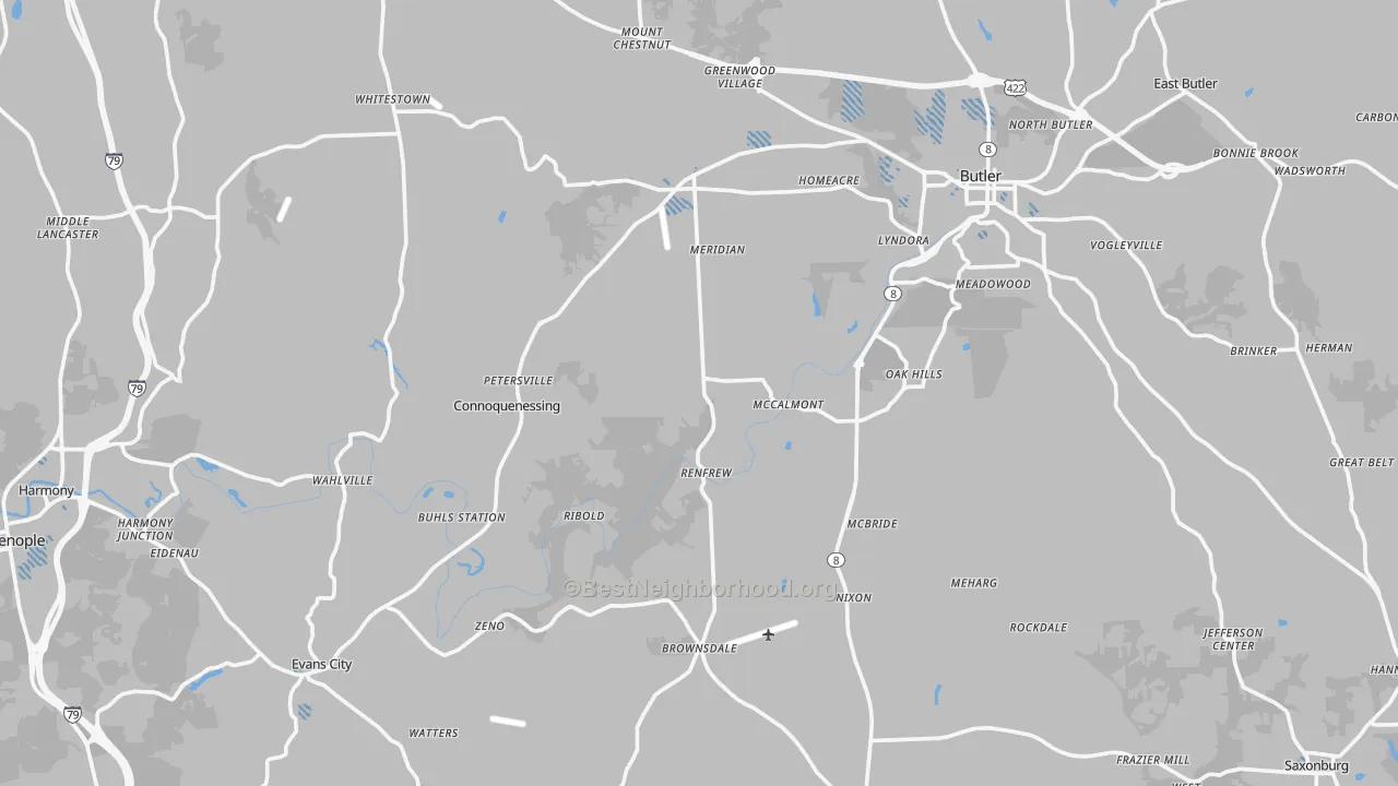 Transit Grade map of Butler County, PA