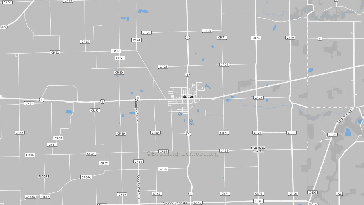 Transit Grade map of Butler, IN