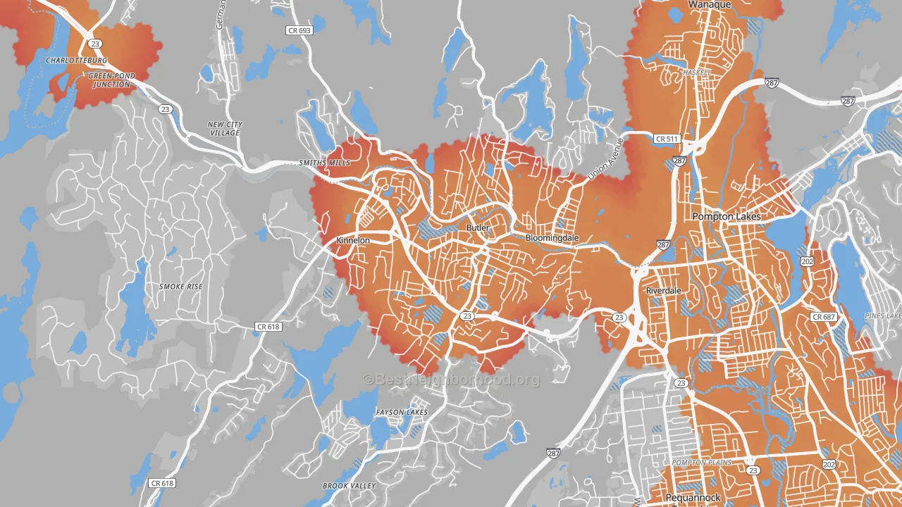 Transit Grade map of Butler, NJ