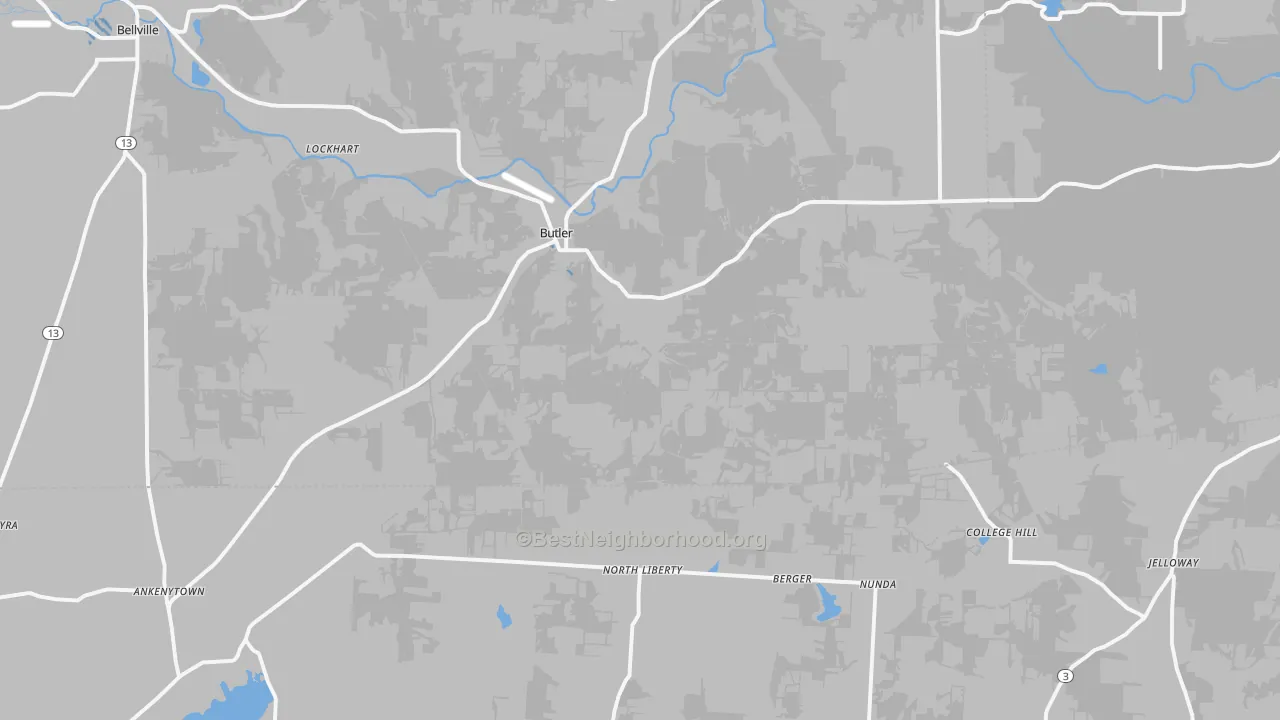 Transit Grade map of Butler, OH