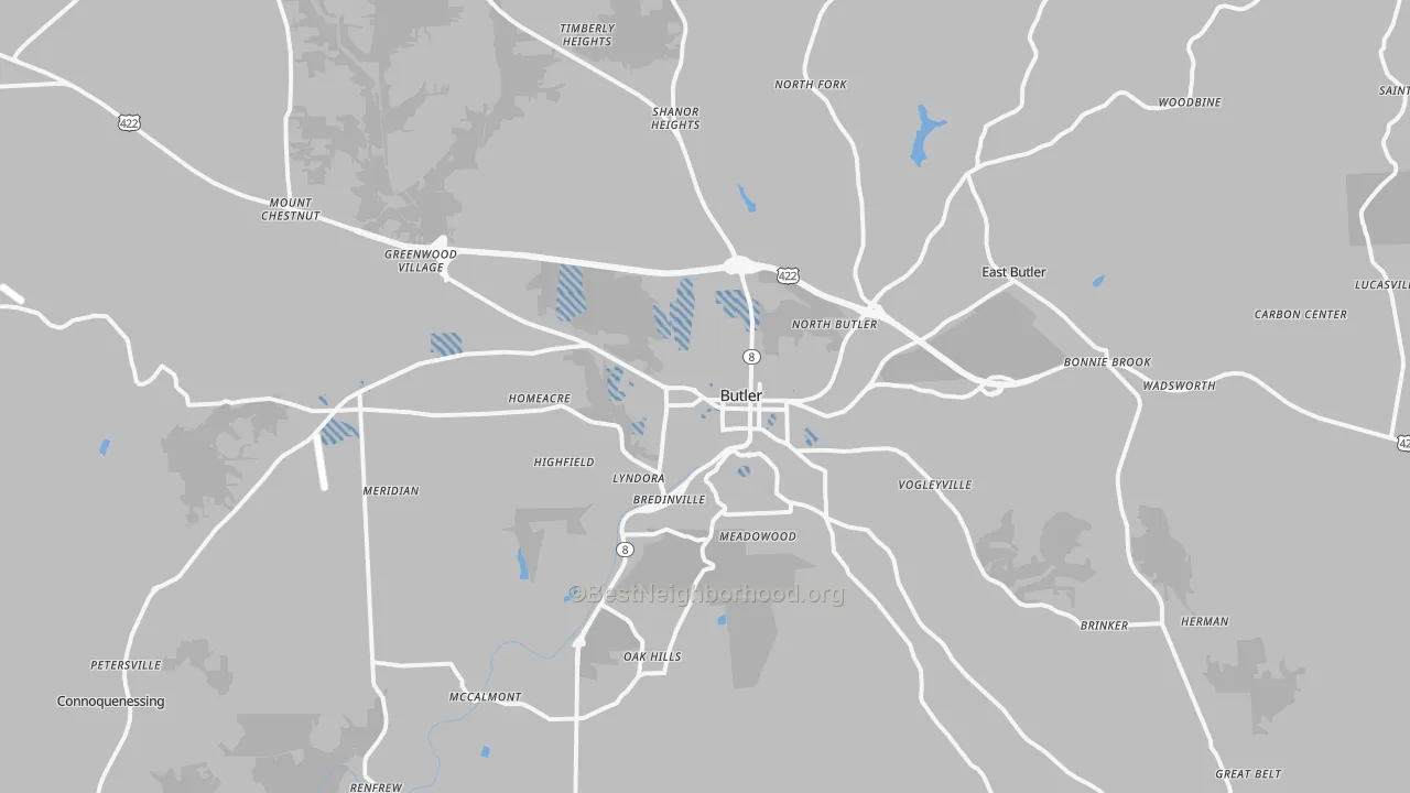 Transit Grade map of Butler, PA