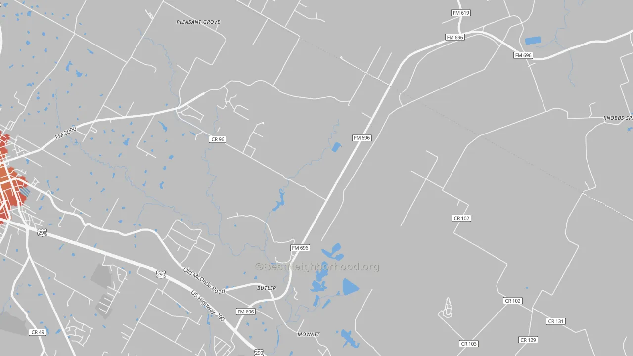 Transit Grade map of Butler, TX