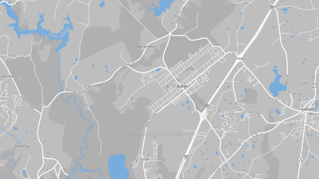 Transit Grade map of Butner, NC