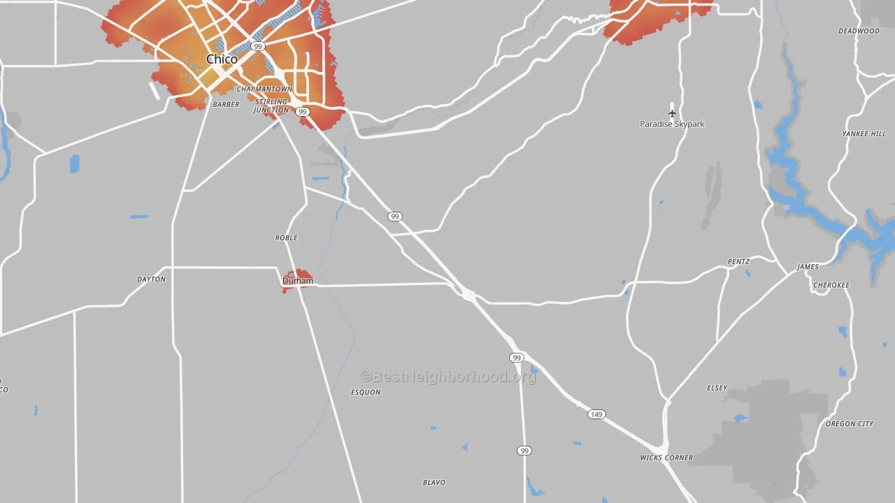 Transit Grade map of Butte County, CA