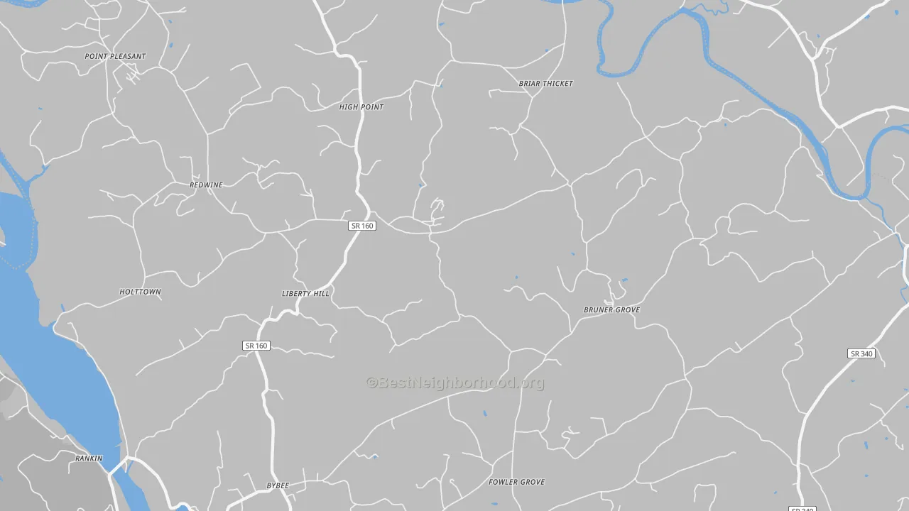 Transit Grade map of Bybee, TN