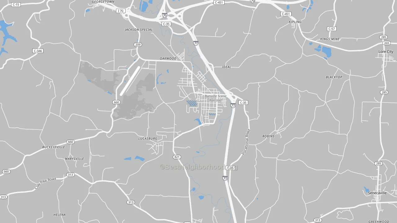 Transit Grade map of Byesville, OH
