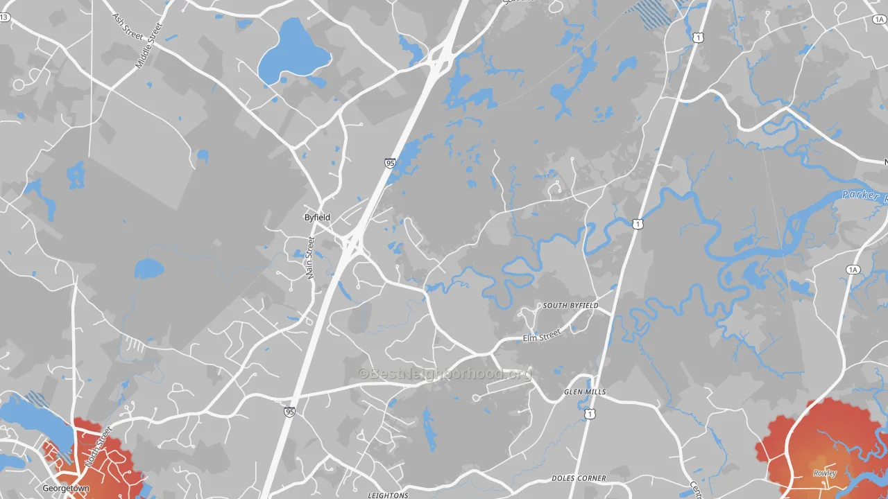 Transit Grade map of Byfield, MA