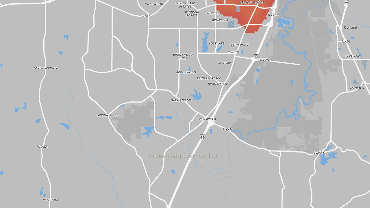 Transit Grade map of Byram, MS