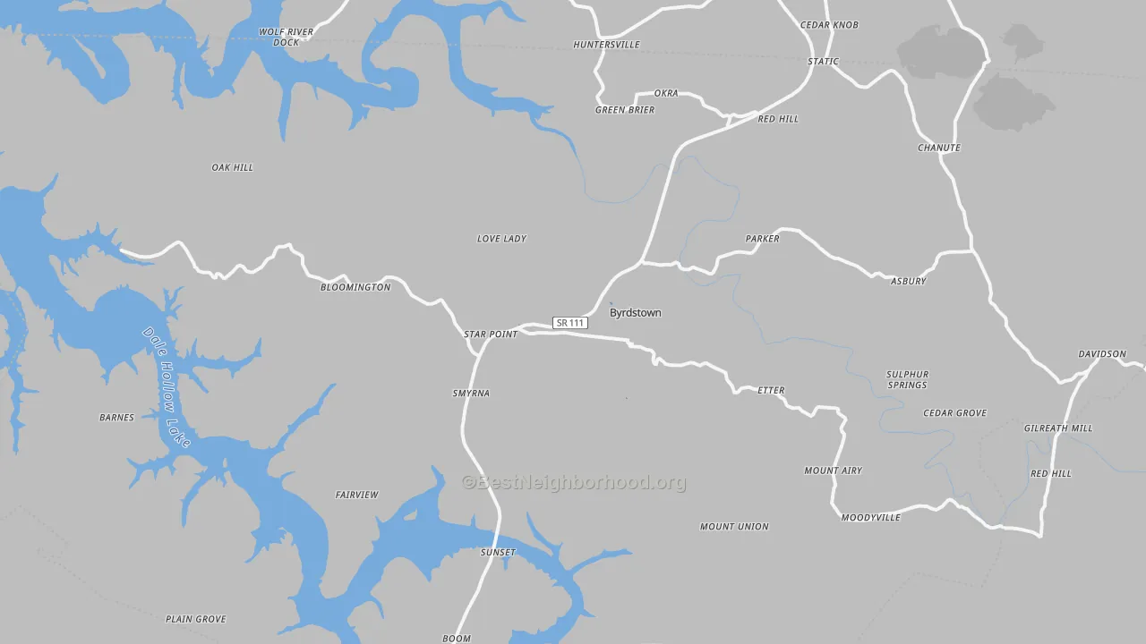 Transit Grade map of Byrdstown, TN