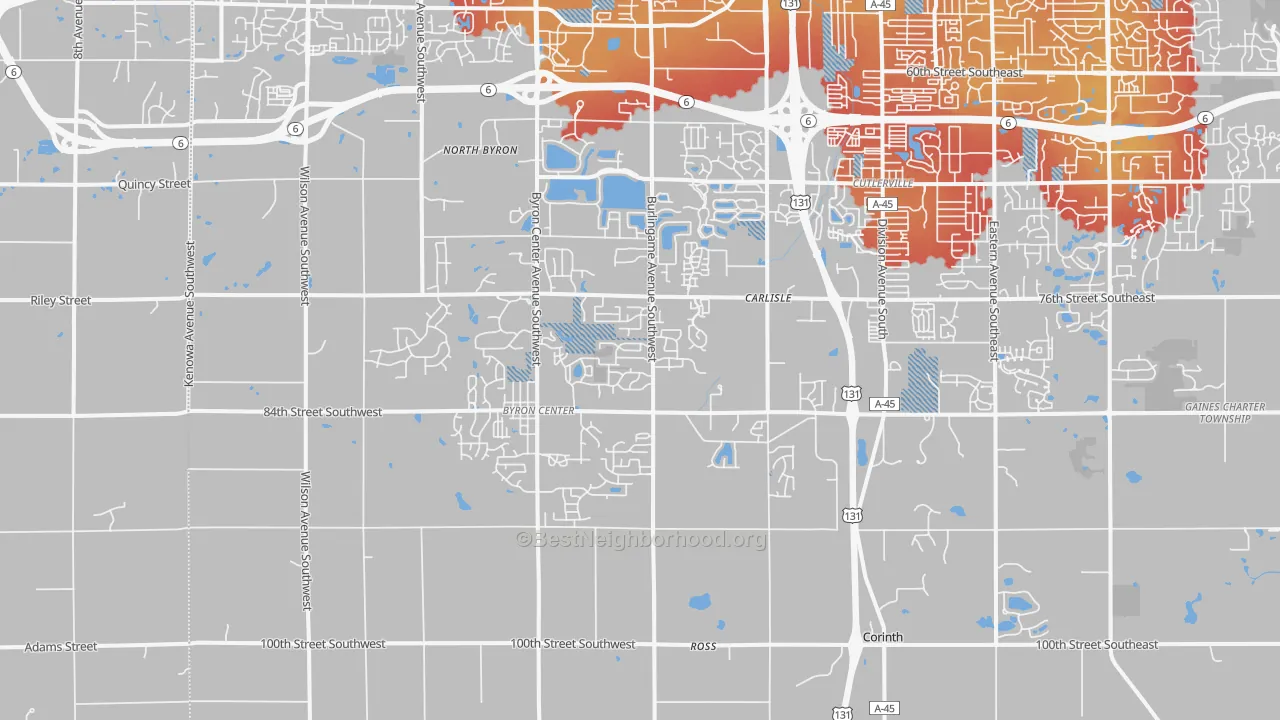 Transit Grade map of Byron Center, MI