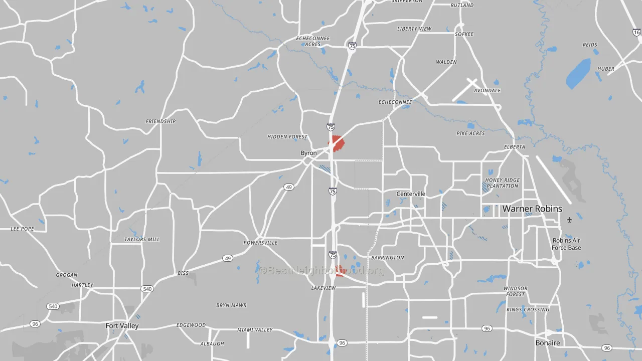 Transit Grade map of Byron, GA