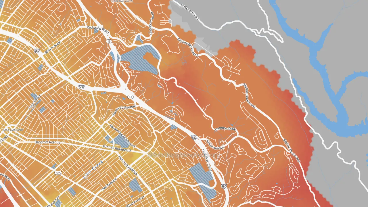 Transit Grade map of Caballo Hills, Oakland, CA