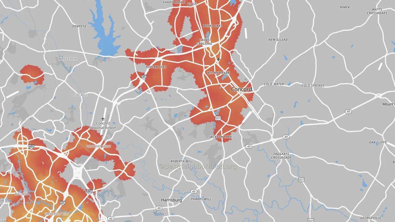 Transit Grade map of Cabarrus County, NC