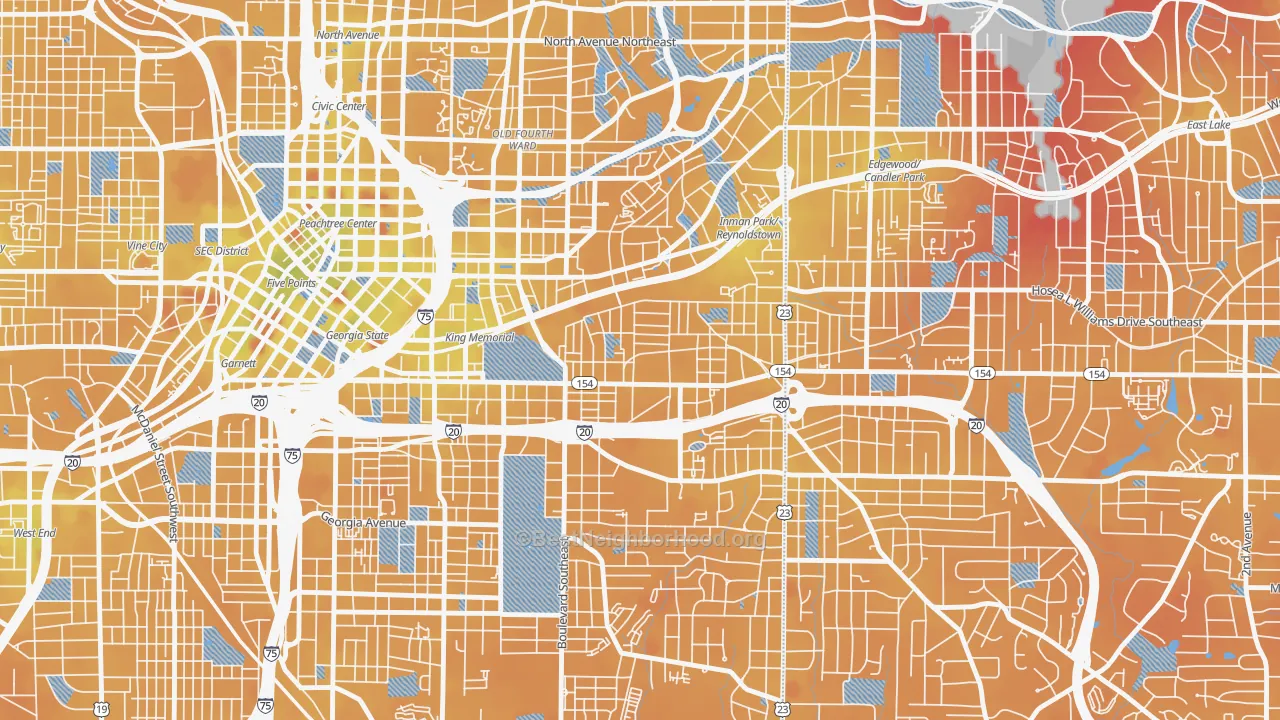 Transit Grade map of Cabbage Town, Atlanta, GA