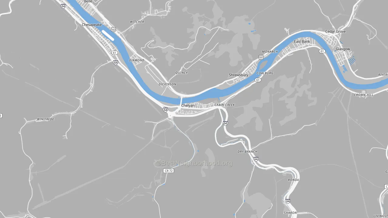 Transit Grade map of Cabin Creek, WV