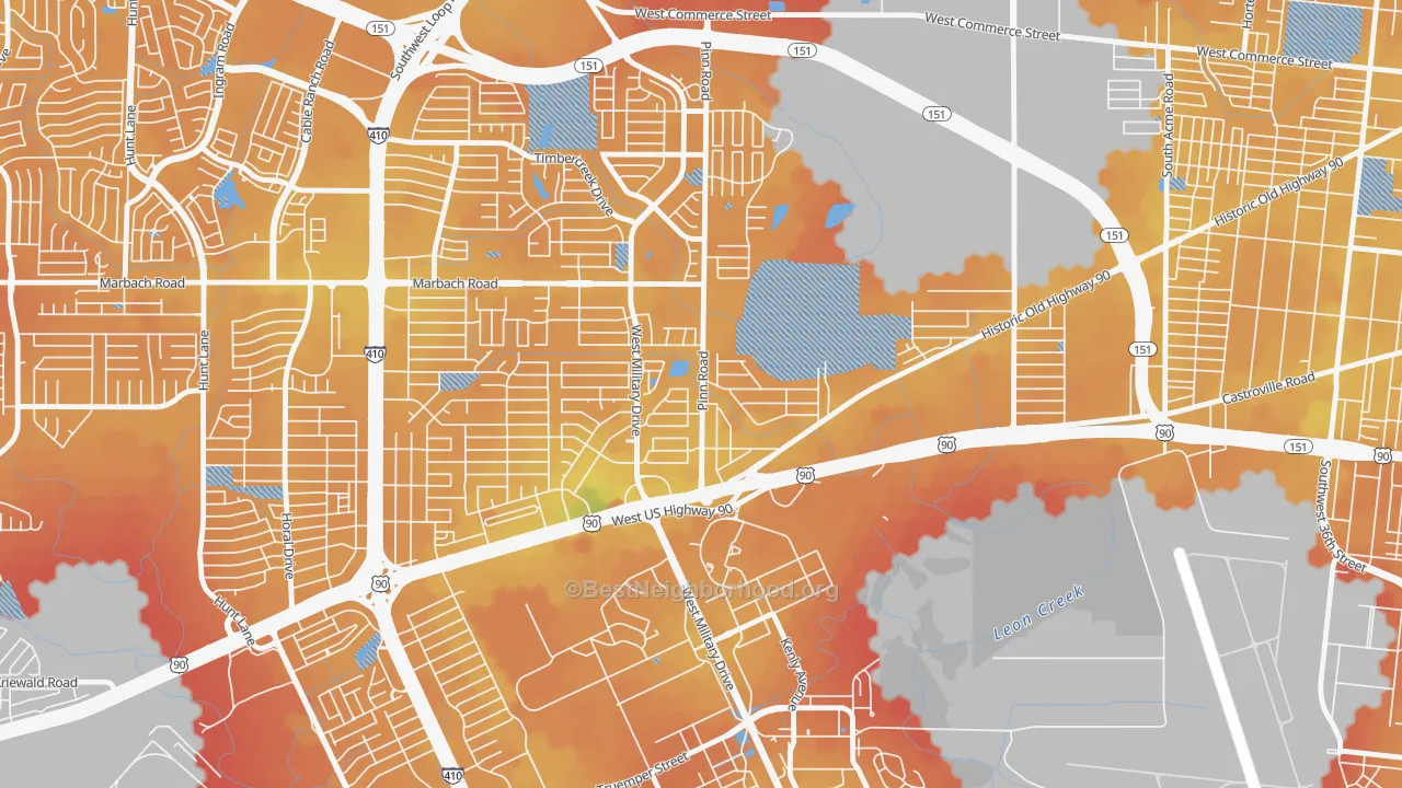 Transit Grade map of Cable-Westwood, San Antonio, TX