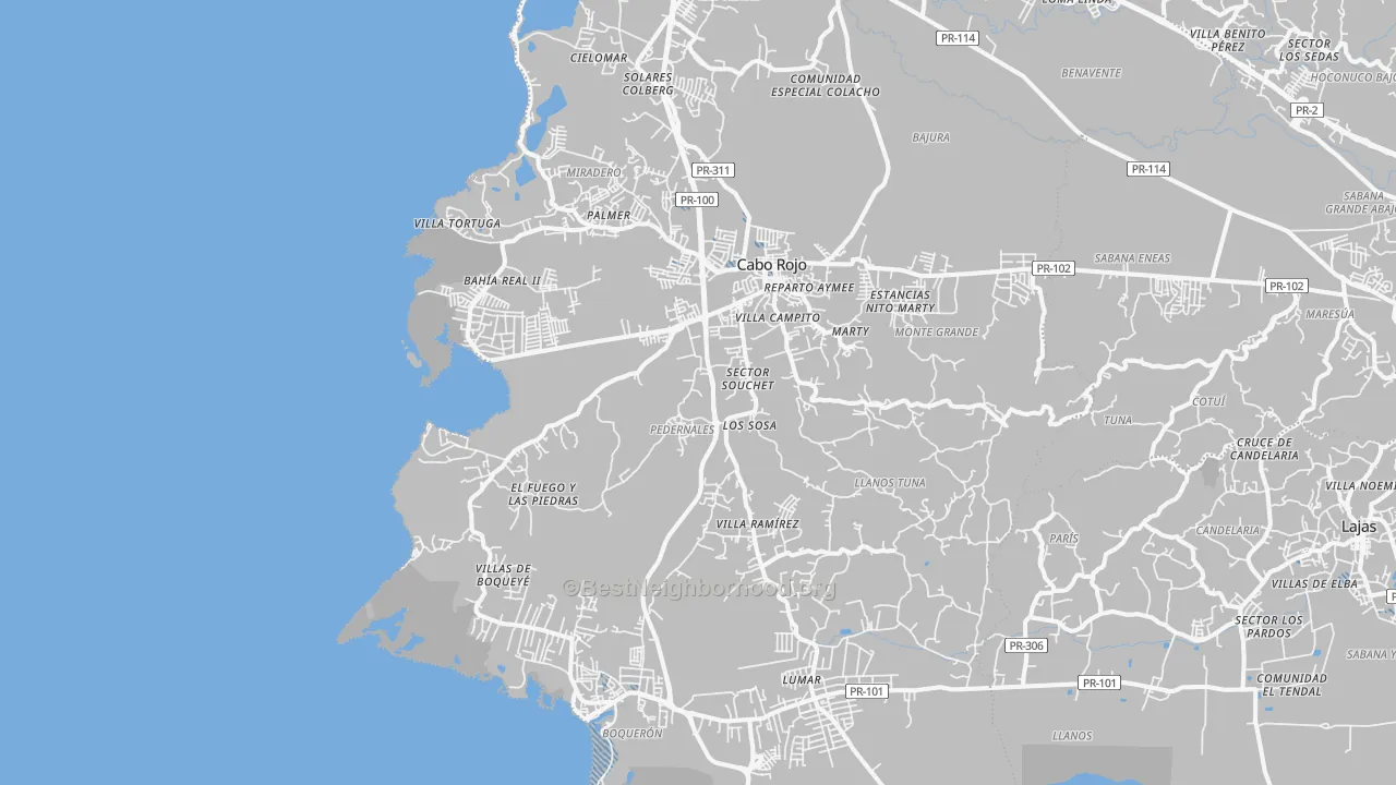 Transit Grade map of Cabo Rojo Municipio, PR