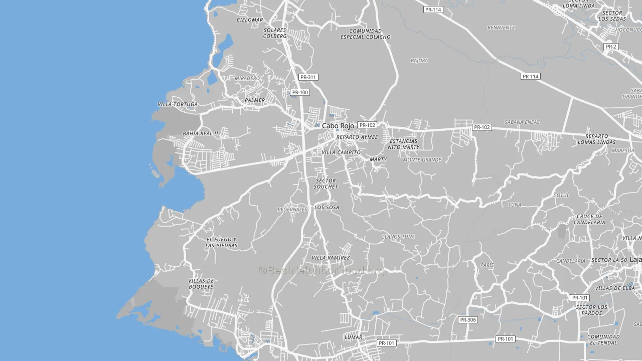 Transit Grade map of Cabo Rojo, PR