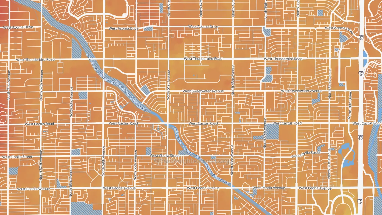 Transit Grade map of Cactus Gale, Glendale, AZ